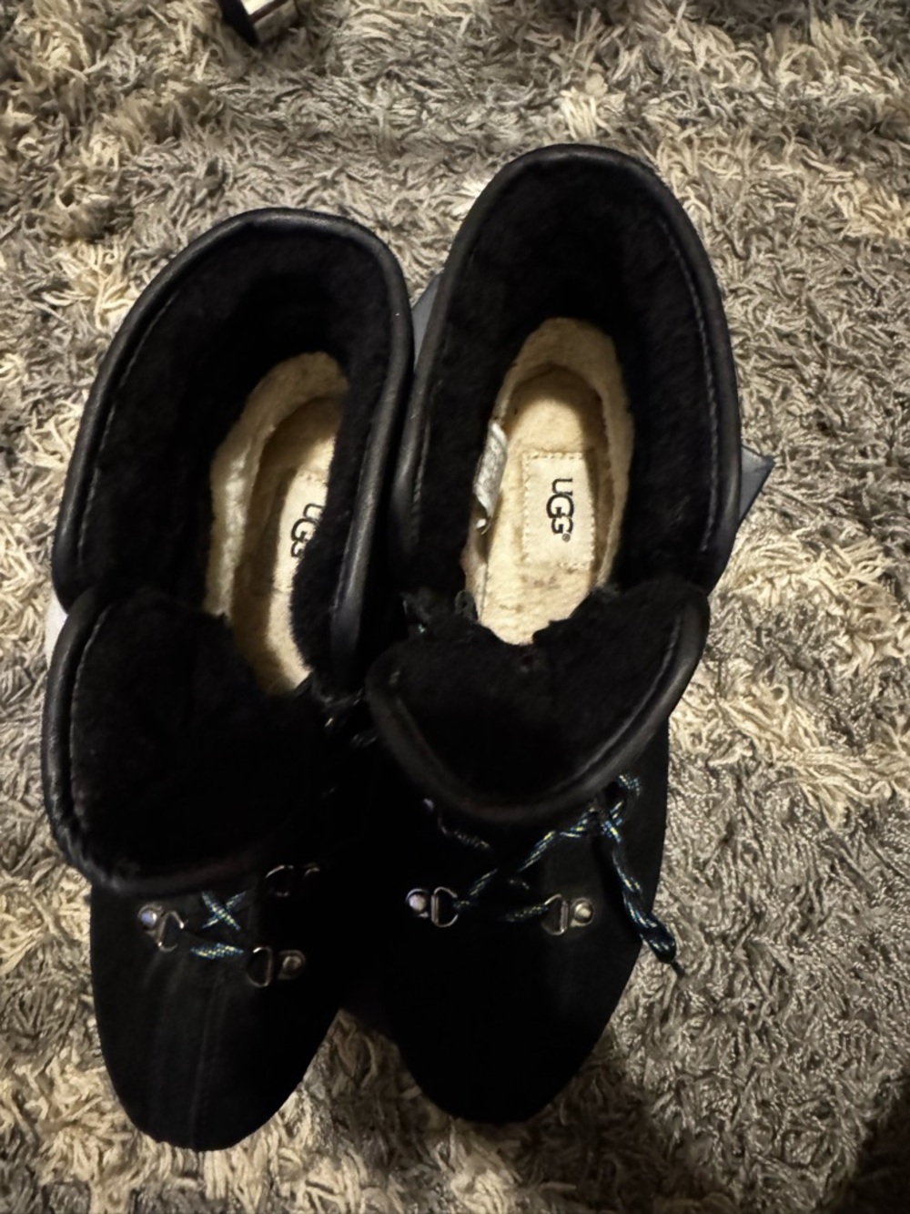 UGG Black Suede Lace-Up Winter Boots - Picture 2 of 5